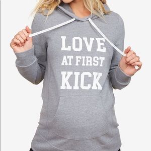 Love at First Kick Grey Maternity Hoodie Sweatshirt